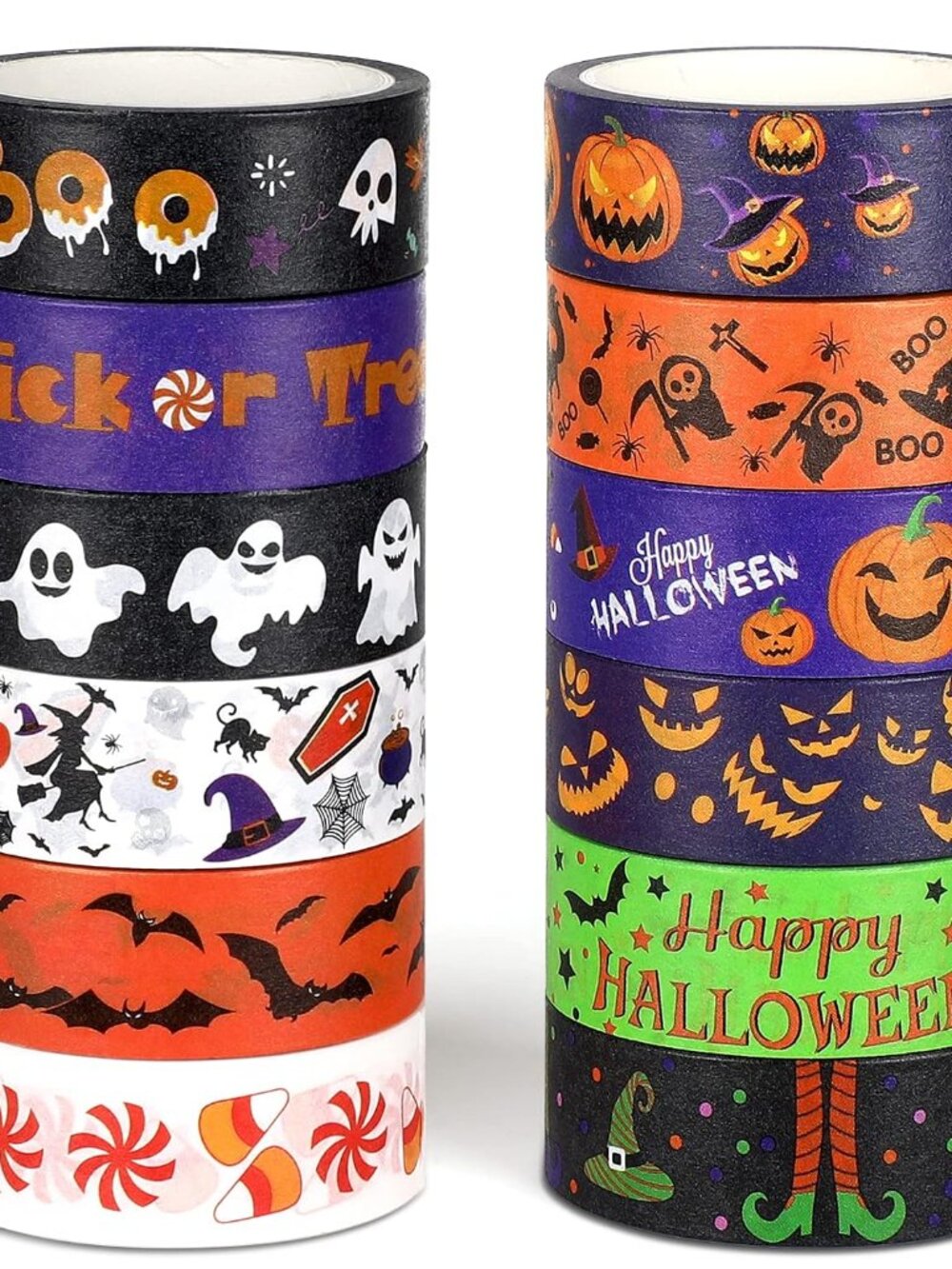 12 Rolls Halloween Washi Tape 15mm Wide Halloween Pumpkin Ghost Bat Masking Tape